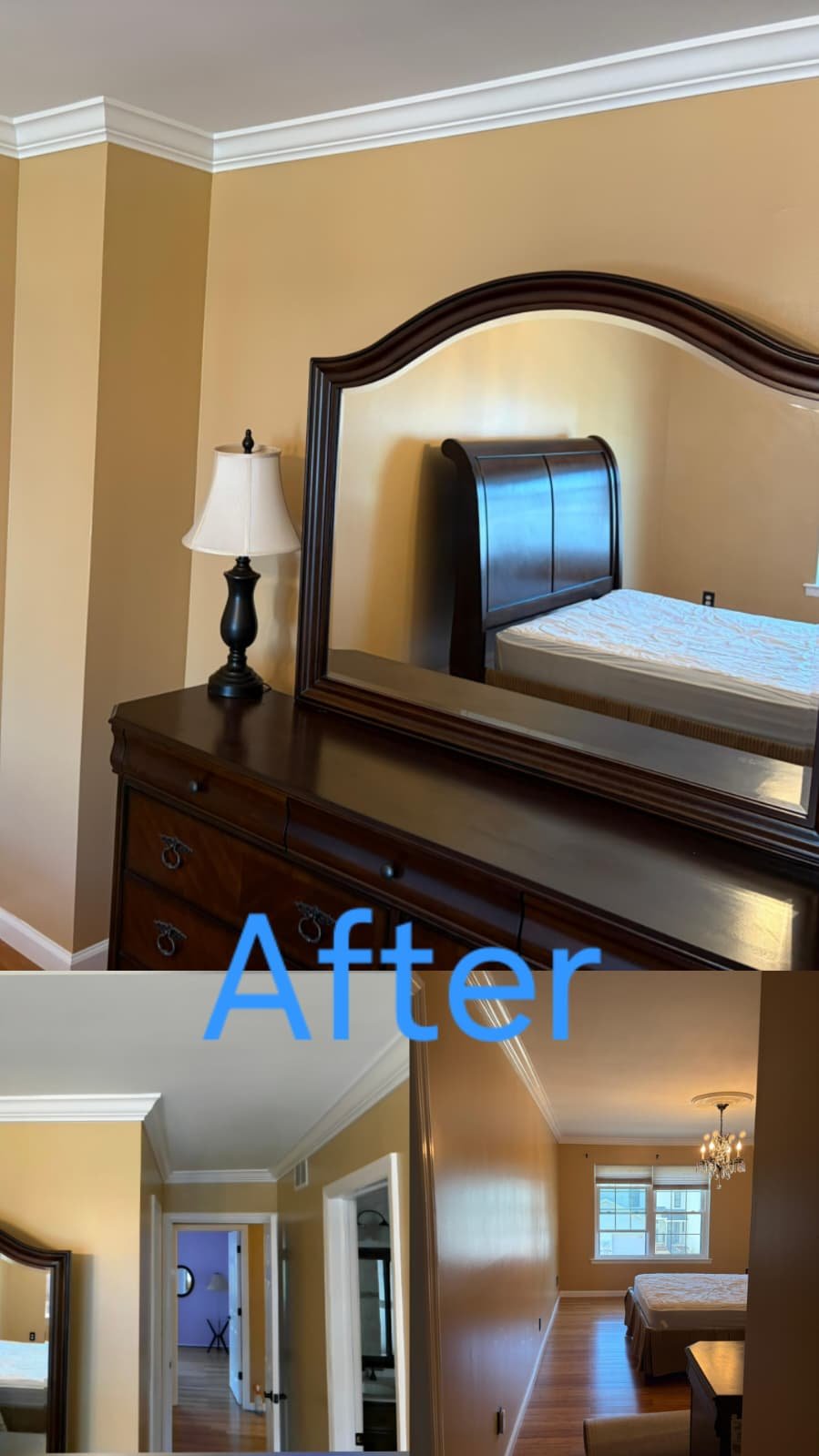 Bedroom painting project after completion collage